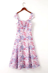 Petite robe à bretelles florales, robe de plage amincissante à la taille